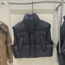 胖mm大码棉服马甲外套女秋冬季新款韩版宽松短款羽绒棉马夹ins潮