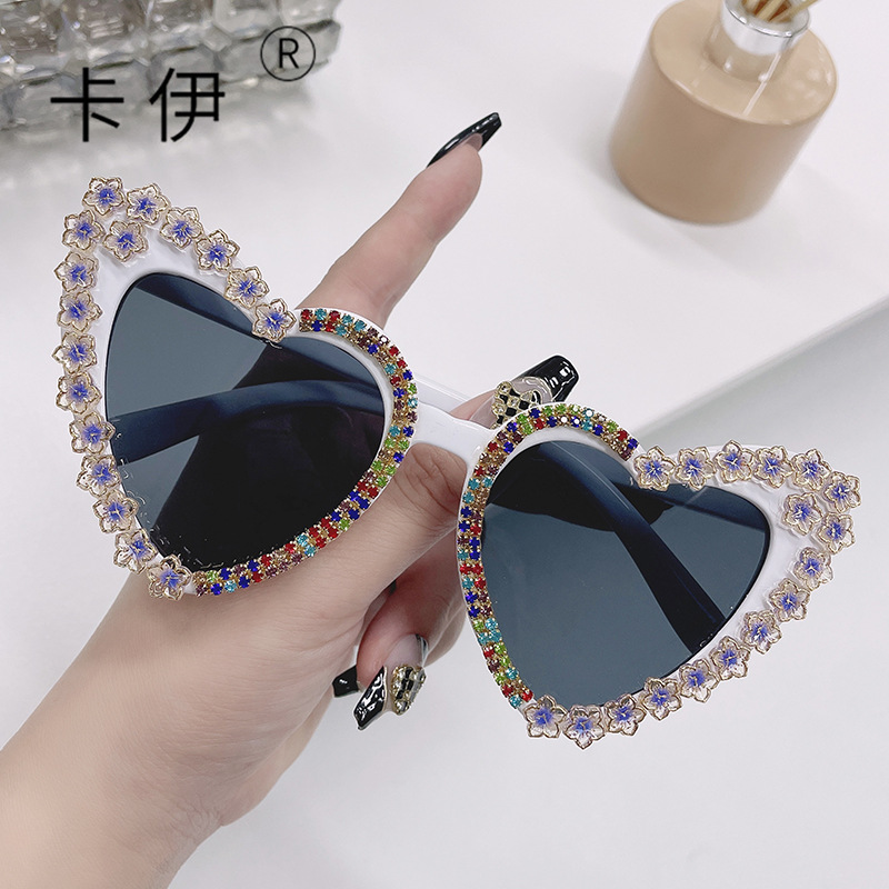 New drilling love sunglasses European and American personality…
