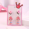 Children's marine ear clips, cartoon universal earrings for princess, gradient, no pierced ears