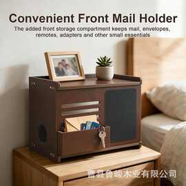 木质wifi路由器收纳盒黑板信封邮件盒插排数据线隐藏盒电缆储物盒