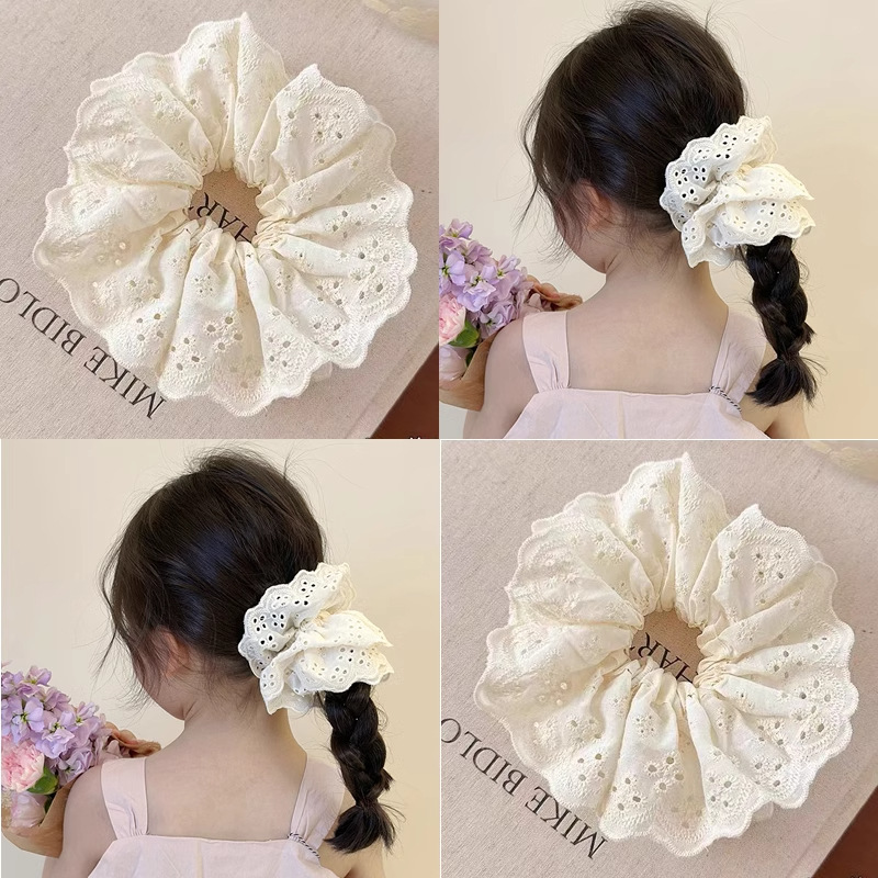 Coletero de Tela con Encaje para Niñas Elástico Suave para el Cabello