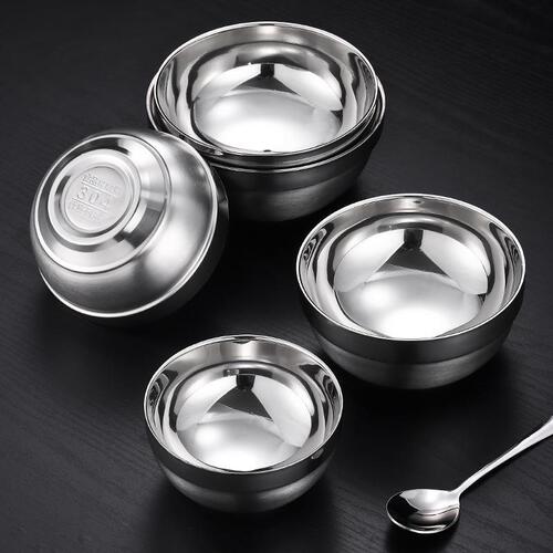 304 stainless steel platinum bowl school soup bowl vacuum double-layer bowl household anti-scalding bowl rice bowl children's insulated bowl