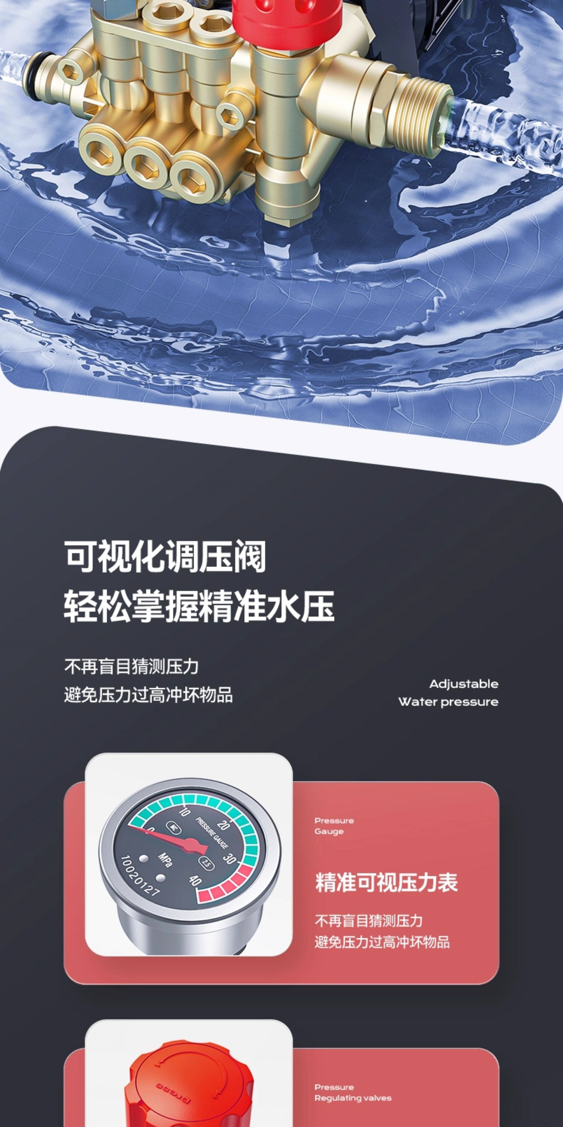 Delixi New Model Car Washing Machine 220V High-Pressure Water Gun for Home Use, High-Power Cleaning Brush Car Washer Pump, Powerful Floor Cleaning Tool
