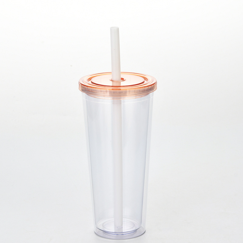 Large Capacity Double Layer Large Hole Plastic Pearl Milk Tea Straw Cup With Lid display picture 4