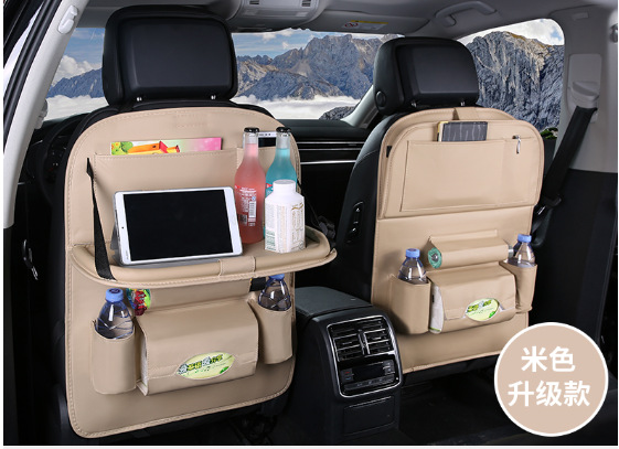 Suministros de coche asiento trasero bolsa de almacenamiento multifunción coche respaldo mesa de comedor de almacenamiento de suministros de decoración interior del coche