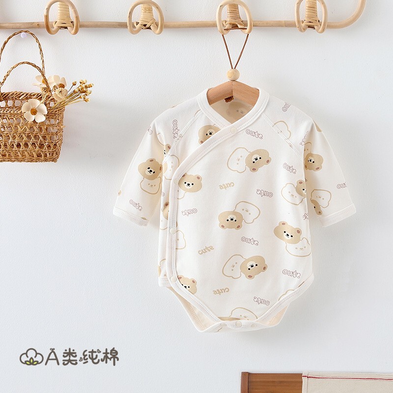 Baby's Wrap Fart Clothes Spring and Autumn Class A Pure Cotton Underwear for Boys and Girls Baby's Base Underwear Triangle Climbing Clothes Newborn Clothes Long Sleeve