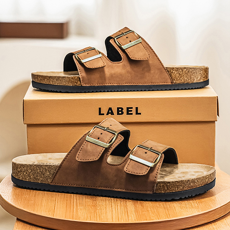 Classic Birkenstock Cork Slippers, Retro Hand-Stitched Mules for Men and Women