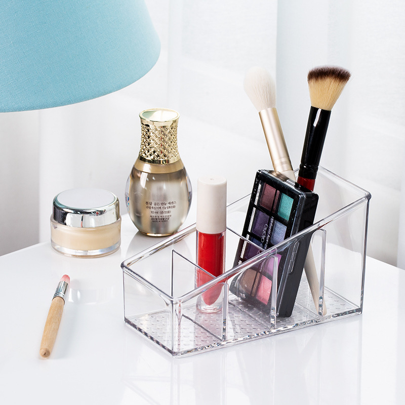 Multifunctional plastic multi-grid desktop cosmetics organizing living room coffee table remote control storage box wholesale