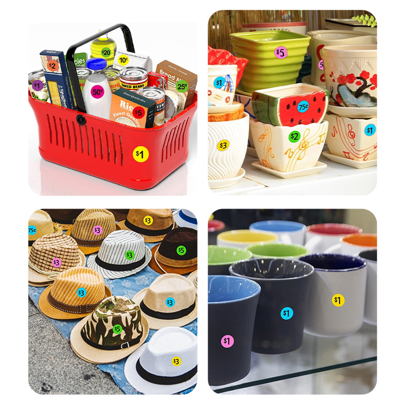 Color mall price sticker round digital sticker euro dollar commodity price digital label sticker