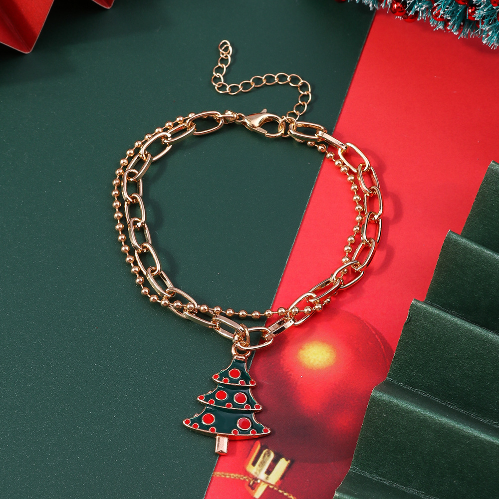 11g Weight Alloy Pendant Material Bracelets Classification Alloy Chain Material 1 Piece Quantity Holiday, Party Occasion Alloy Material Christmas Festival Christmas Tree, Santa Claus Pattern Women's Gender Enamel Design Cute, Simple Style Style Cute Simple Style Christmas Tree Santa Claus Alloy Chain & Link Bracelets Christmas Wholesale 34