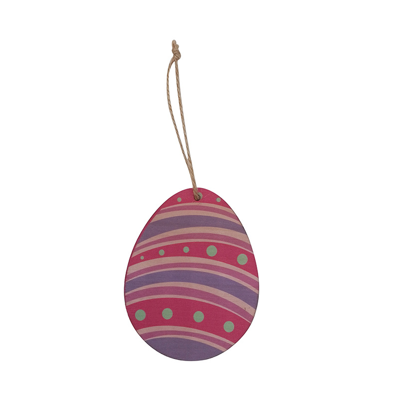 Cruz-frontera popular colgante de huevo de madera uv impresión decoración de pascua oval artesanía de madera huevo de colores chip de madera