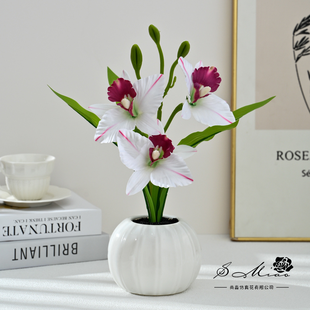 Bonsái de Orquídea Artificial de Seda y Plástico Tacto Realista para Decoración del Hogar