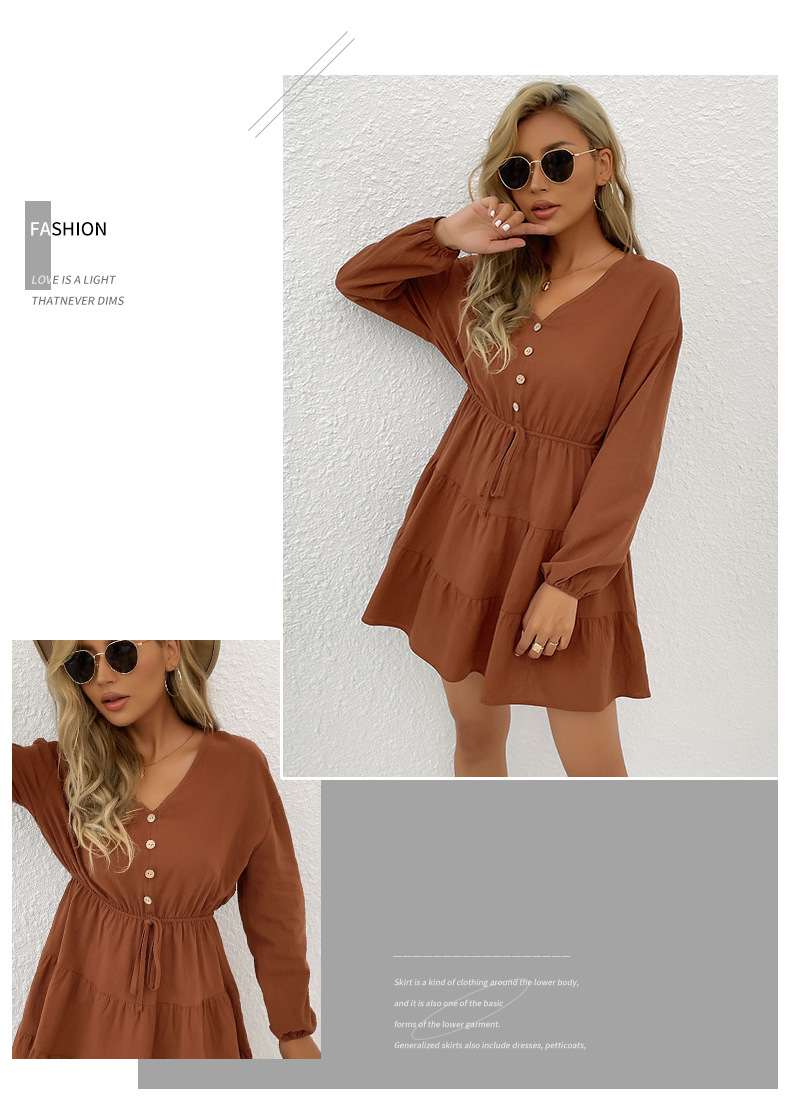 button solid color dress nihaostyles wholesale clothes NSYYF89335