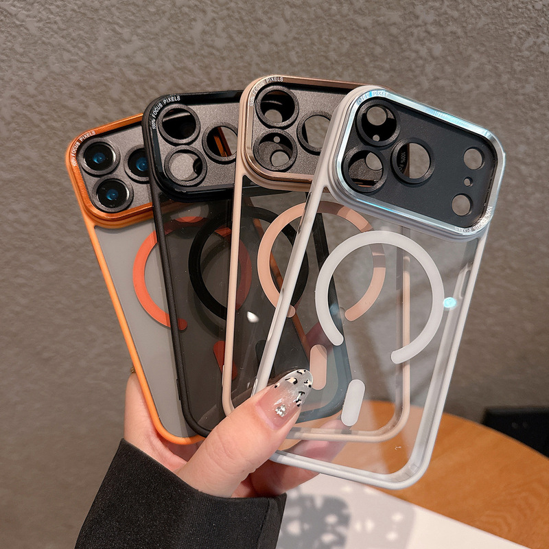 适用iPhone17PROMAX透明磁吸手机壳苹果16金属鹰眼镜头全包保护套|undefined