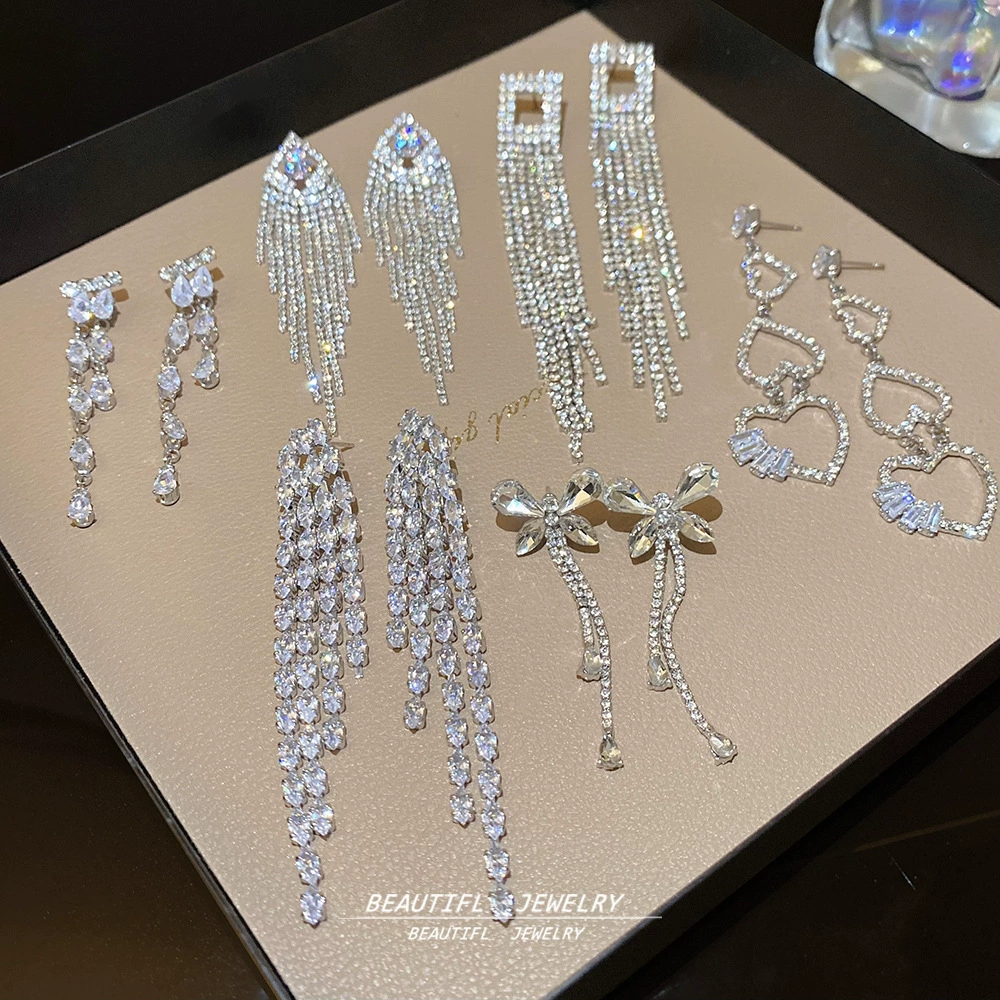 Изысканная серебряная игла, маленькие универсальные серьги, серебро 925 пробы, легкий роскошный стиль, высококачественный стиль, инкрустация бриллиантами