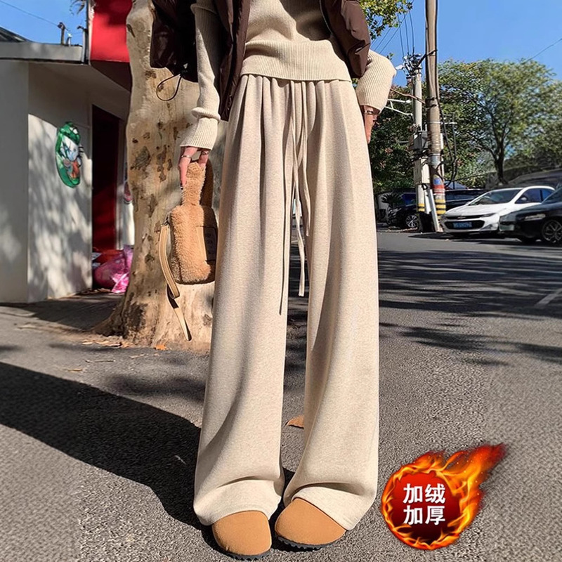 Japanese Maternity Autumn and Winter Wide-Leg Pants, Fleece-Lined and Thickened for Winter, Warm for Outdoor Wear in Autumn, 2026 New Spring Collection
