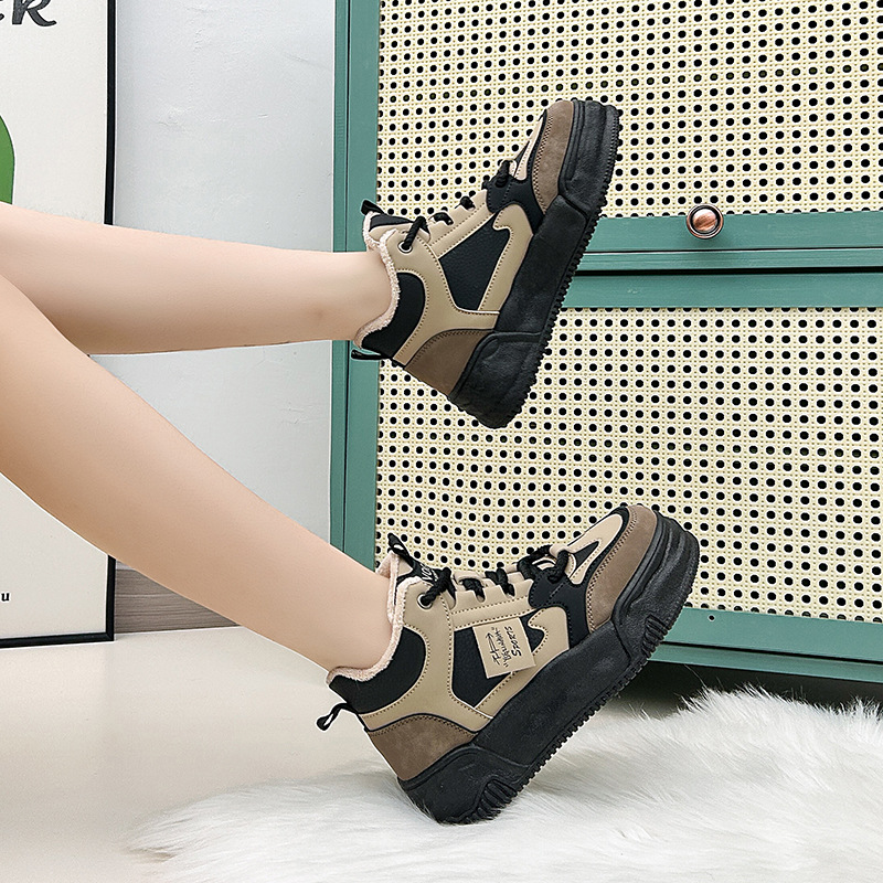 2023 Winter neue Kaschmir High Top Board Schuhe mit Studenten Ins Tide Plateau Freizeitschuhe_voghion.com