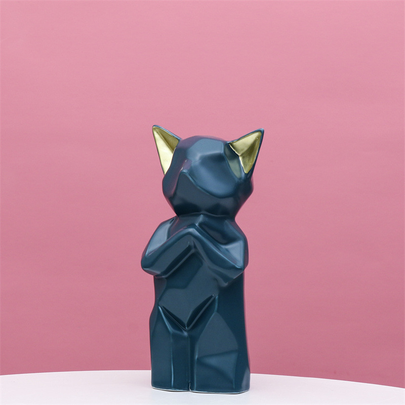 Decoración de cerámica de estilo europeo decoración del hogar creativo vino gabinete TV gabinete blanco porcelana zorro artesanía regalo al por mayor