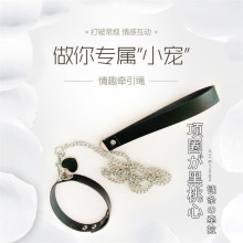 情趣配饰性感皮质小仙女爱心颈环桃心项圈调教女佣牵引绳链子W18