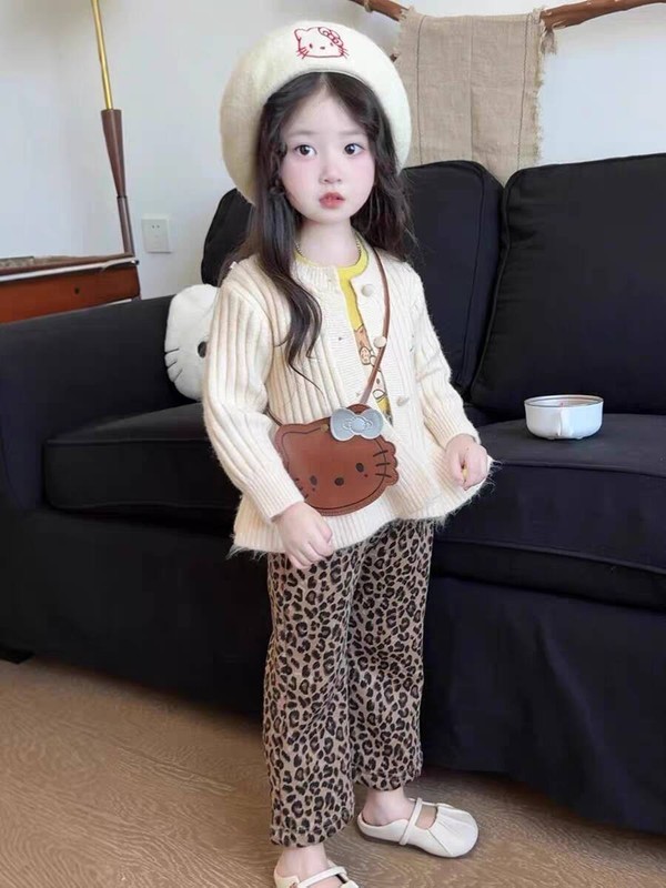 奶油家女童KT猫针织开衫春秋新款儿童韩版洋气时髦百搭毛衣外套潮|undefined