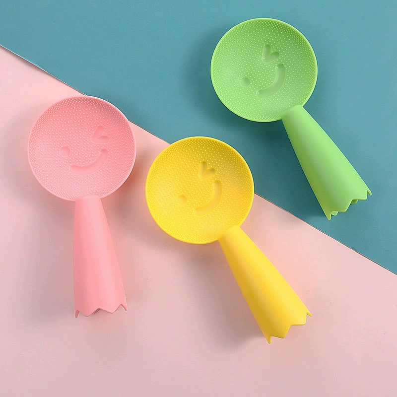 Бытовая простая стильная вертикальная антипригарная ложка для риса со смайликом, мультяшная ложка для риса ярких цветов, рисоварка, ложка для риса, лопатка для риса, ложка