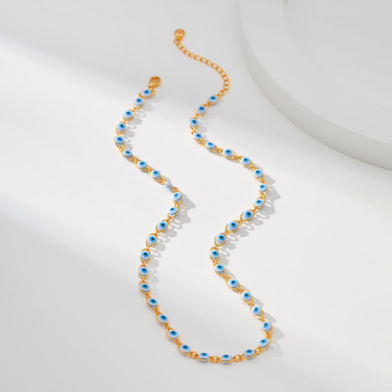 Retro Devilu0027S Eye Copper Inlay Glass Necklace