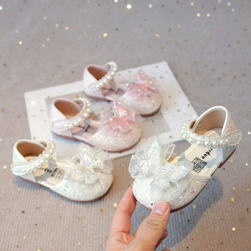 Обувь для девочек Обувь для девочек Принцесса Обувь для детей Детская детская кожаная обувь для весны и осени 2025 новая хрустальная обувь для принцессы для комфорта