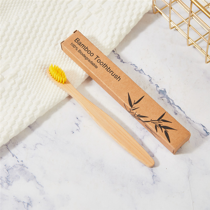 Cepillo de dientes de carbono de bambú para niños Papel Kraft en caja Arco Iris cepillo suave ultrafino cepillo de dientes de bambú de madera se puede configurar