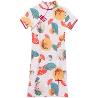 Новое китайское парное платье улучшенное Cheongsam с пряжкой Design Sense National Модное миниатюрное нерегулярное платье с воротником рубашка