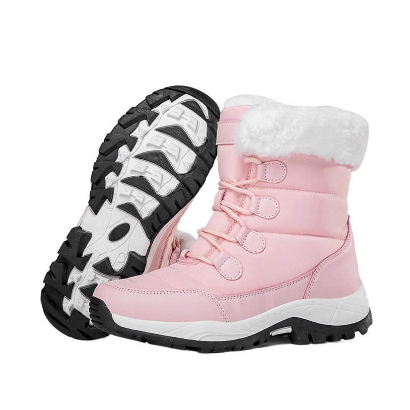 Зимние ботинки для женщин 2025 года, тёплые, утолщённые, из вельвета, для походов на открытом воздухе, снегоступы, высокие, на хлопковой подкладке, с защитой от износа.