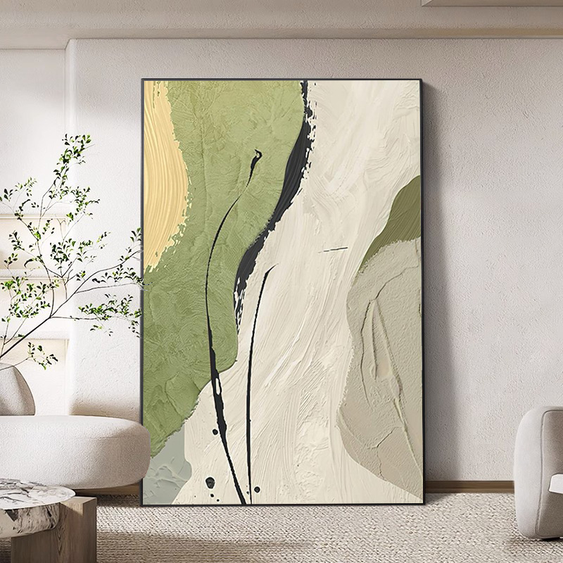 现代治愈系卧室装饰画绿色小众艺术玄关抽象画客厅餐厅高级感挂画|undefined
