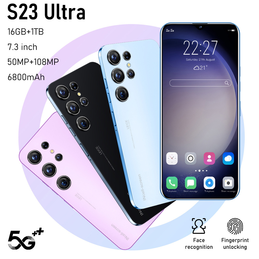 S23 Ultra Cross-Border Mobile Phone in Stock 7.3inch Hd 16+1Tb Android Smartphone Export Delivery