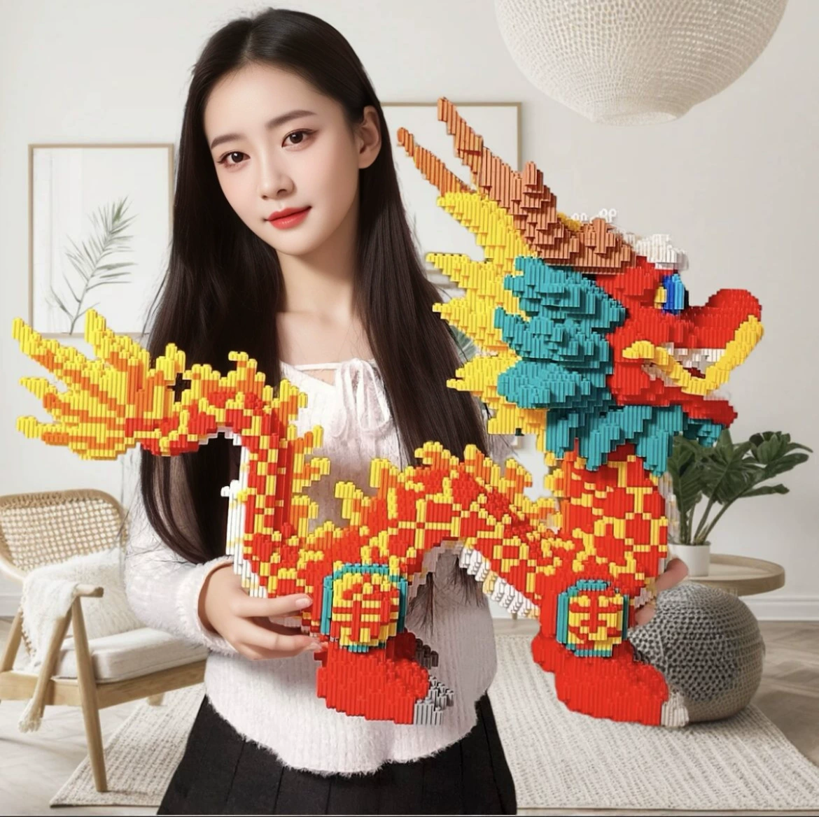 3D Constructor Building Set — Dragon Model, Small Particles, Multiple Sizes (32–70 cm)
