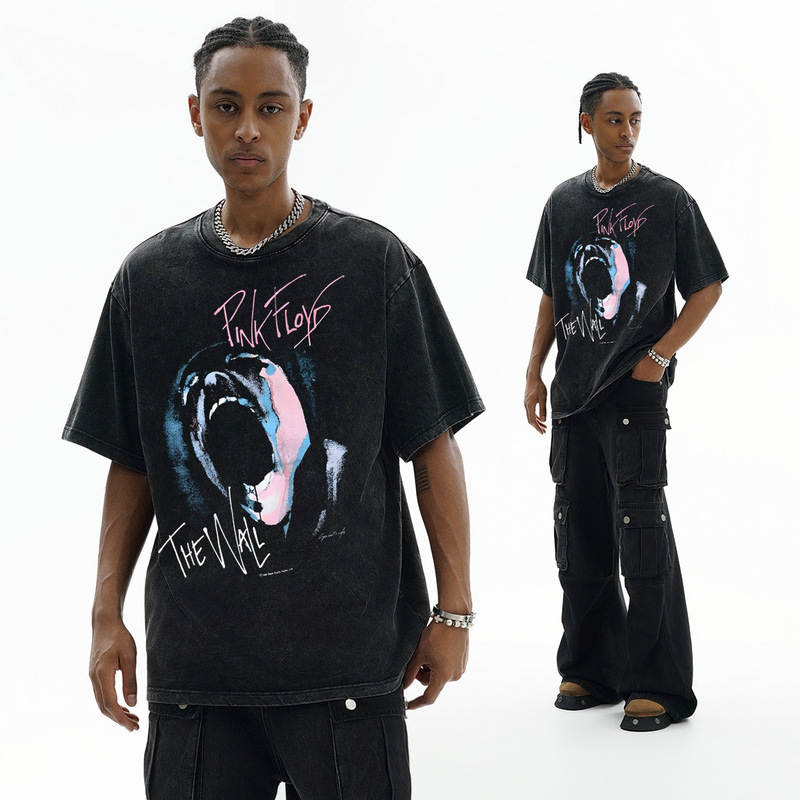 PINK FLOYD Pink Floyd vintage American Retro Cross-border Short-sleeved T-shirt Men's Loose Trendy