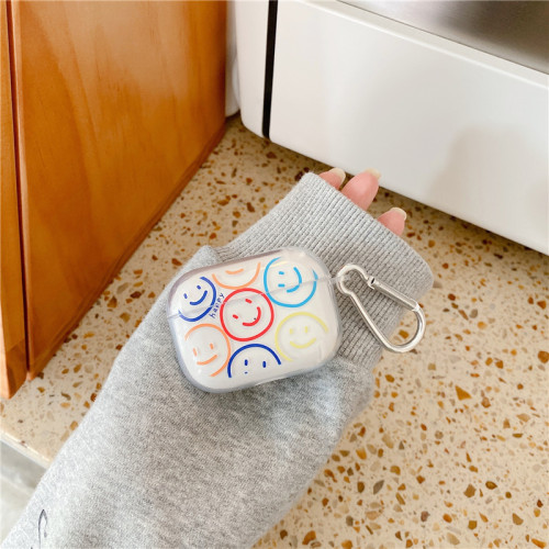 Suitable for AirPods3Pro2 earphone cover Apple 123 generation cartoon smiling face transparent tpu soft shell earphone protective cover