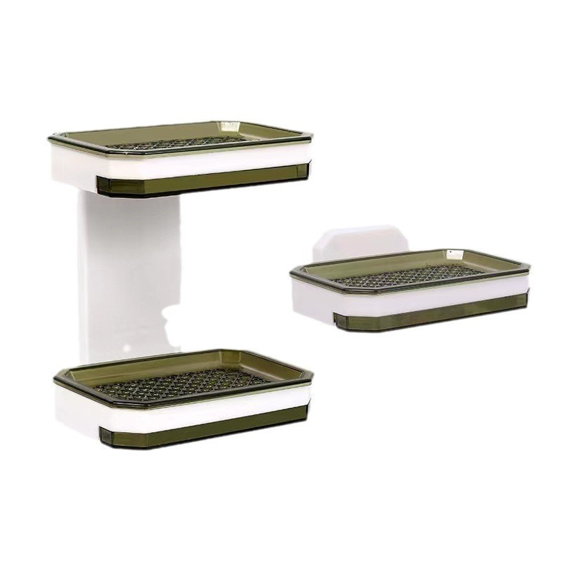 Caja de jabón, ventosa sin perforación, caja de jabón de doble drenaje montada en la pared, estante de jabón para el hogar, estante de jabón para baño