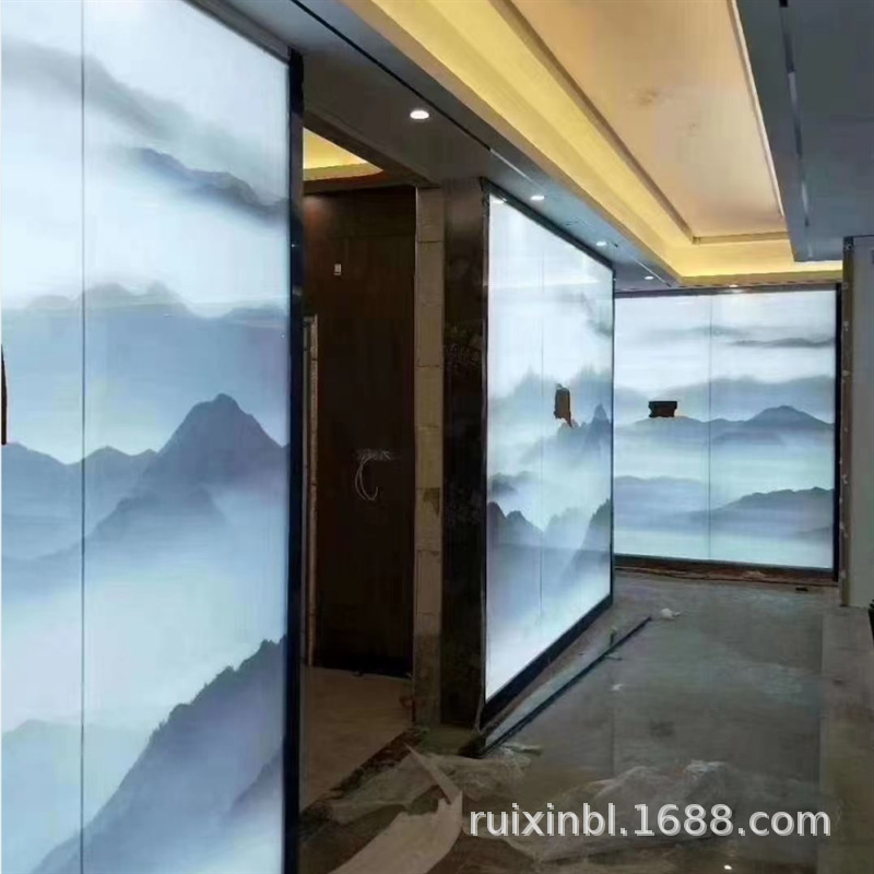 厂家加工夹丝玻璃隔断玻璃 夹娟拉丝推拉门 夹纱布夹胶玻璃工程