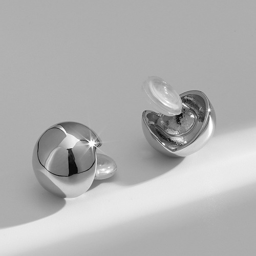 High-end metal ball earrings, feminine mosquito-repellent coils, French ear clips, no piercing earrings, cool and simple style