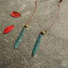 Double-layer accessories with tassels, necklace, sweater, cotton and linen, Korean style, simple cut