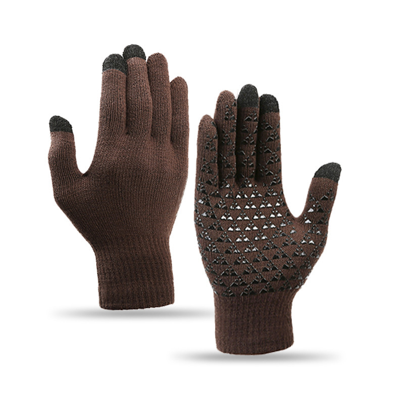 Guantes de lana de conducción antideslizantes de punto para hombre pantalla táctil de invierno teléfono móvil a prueba de frío guantes calientes de cinco dedos para mujer transfronterizos