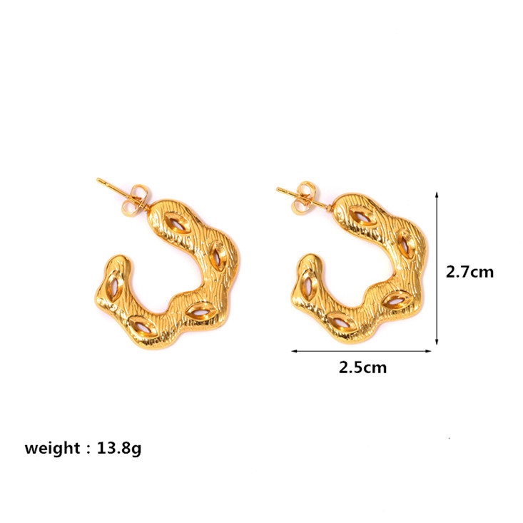 16g Weight Stainless Steel Ear Needle Material Hoop Earrings Classification 1 Pair Quantity Holiday, Daily Occasion Stainless Steel Material Geometric Pattern Women's Gender Plating Design IG Style, Casual Style 1 Pair IG Style Casual Geometric Plating Stainless Steel Hoop Earrings 11