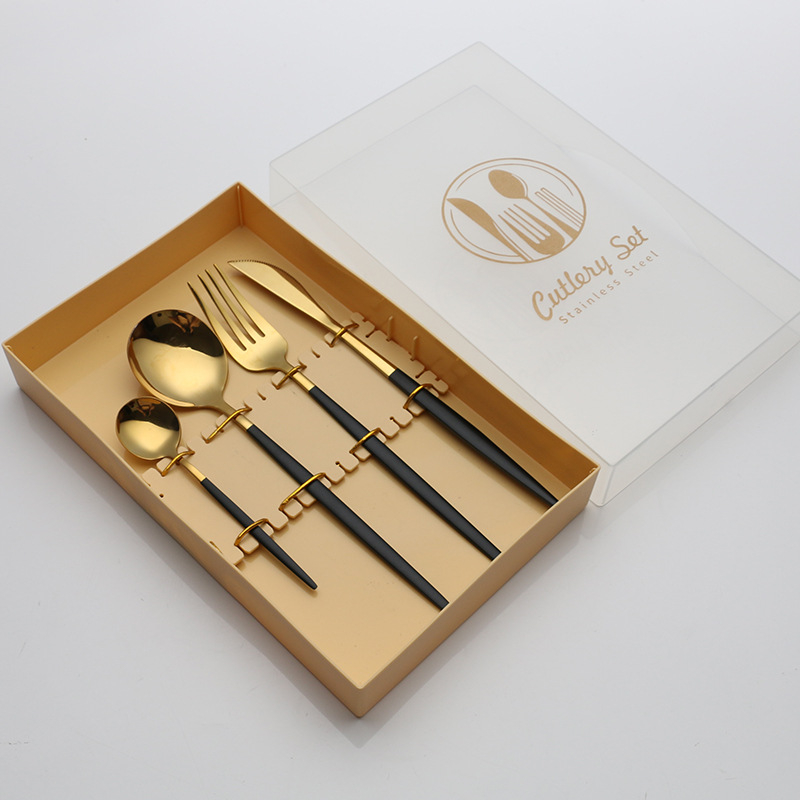 노란색 상자-4개 세트-블랙 골드