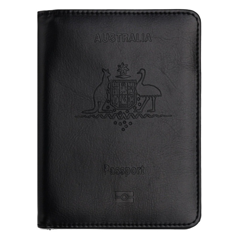 En stock cubierta del pasaporte australiano anti-magnético cubierta protectora del pasaporte cara de cuero de la PU titular de la tarjeta de Banco titular de la venta caliente