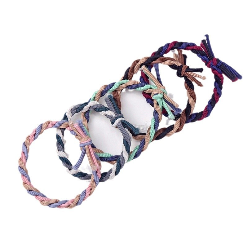 Color de trenza de trenza anillo de cabello de alta elasticidad correa de cabello engrosada cuerda de cabeza tejida a mano corda de cabello al por mayor