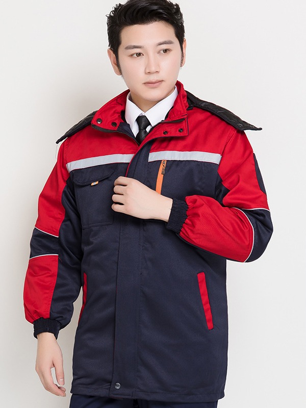 Ropa de trabajo de algodón hombre invierno grueso desgaste ropa de protección laboral chaqueta de algodón barra reflectante ropa de ingeniería de invierno personalizada