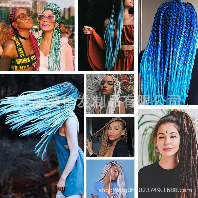 EZ peluca floja suave de fibra química africana 26 pulgadas 90 gramos de PVC bicolor ignífugo seda de baja temperatura gran trenza