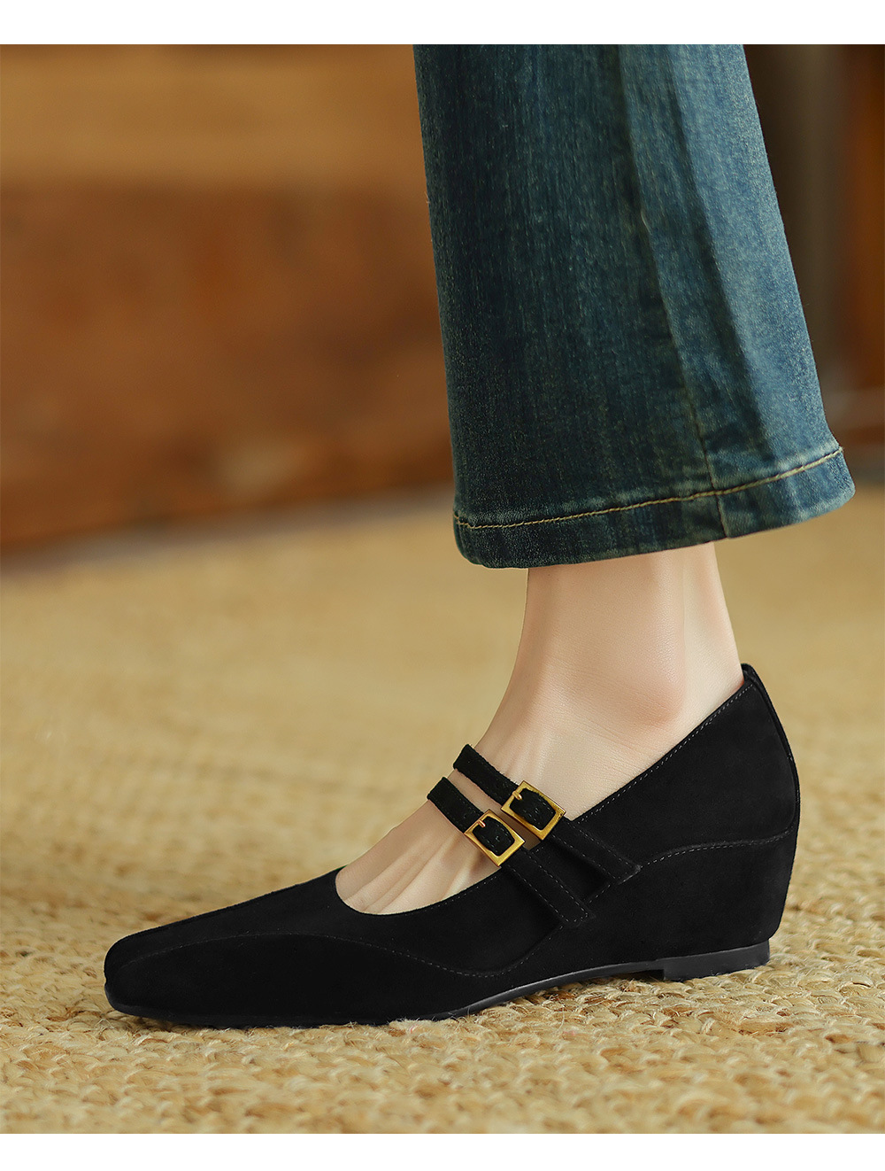 Giày Mary Jane nữ quai ngang đế xuồng phong cách Hàn Quốc retro — Màu nâu chi tiết 15