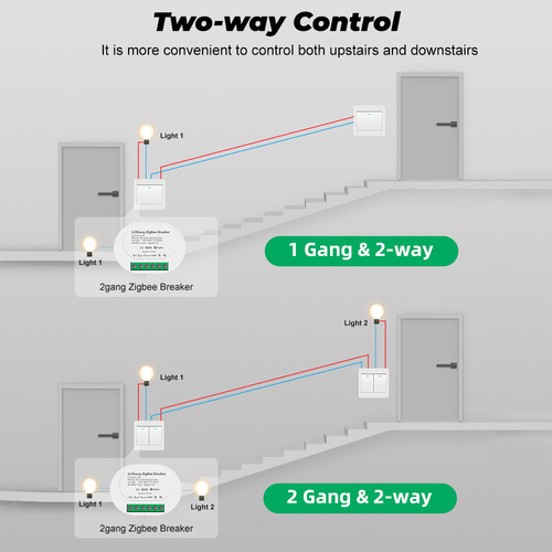 Tuya smart switch zigbee hidden switch single fire 1 way 2 way dual control 16A no capacitor mini
