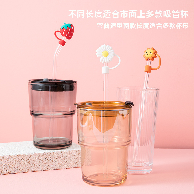 ストローキャップソフトシリコンストローダストカバー漫画かわいい女の子ストローキャップ食品グレードのストローアクセサリープラグ|undefined