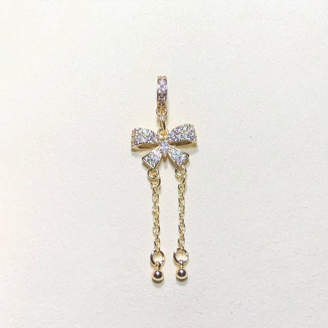 14K Gold-Plated Color-Preserving Crystal DIY Accessories Bowknot Tassel Pendant Chain Spacer Beads Bracelet Necklace Beaded Accessories